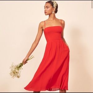 NWOT Reformation Red Rosehip Fit & Flare dress